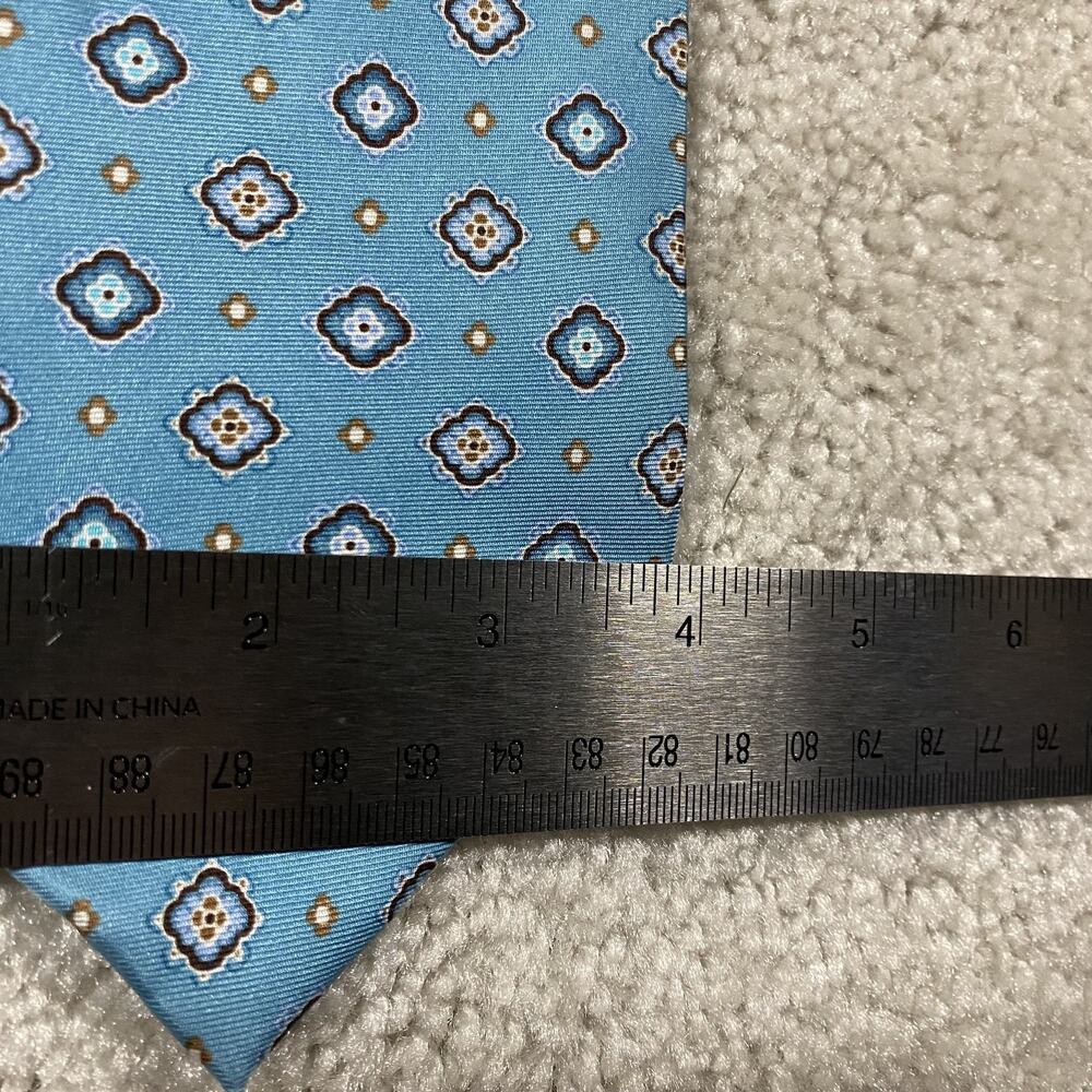 Y2K Vera Bradley for Baekgaard Tie Mens Blue Silk Handmade Geometric Menswear - Picture 4 of 5